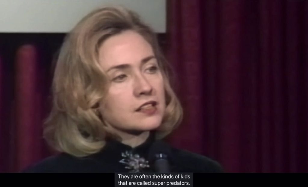 Hillary Clinton's 1996 reference to ‪"‎superpredators‬" shown in the documentary